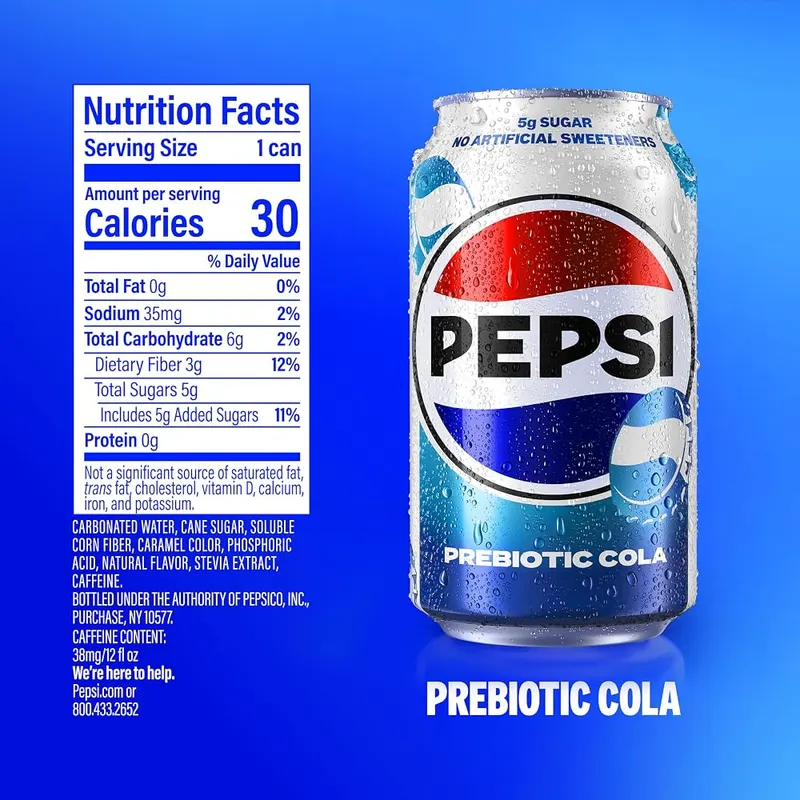 Pepsi Prebiotic Cola 12 Fl Oz (Pack of 8) – Eight-pack of 12 ounce cans