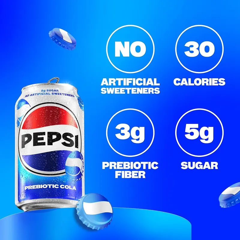 Pepsi Prebiotic Cola 12 Fl Oz (Pack of 8) – Cola flavor with Pepsi taste