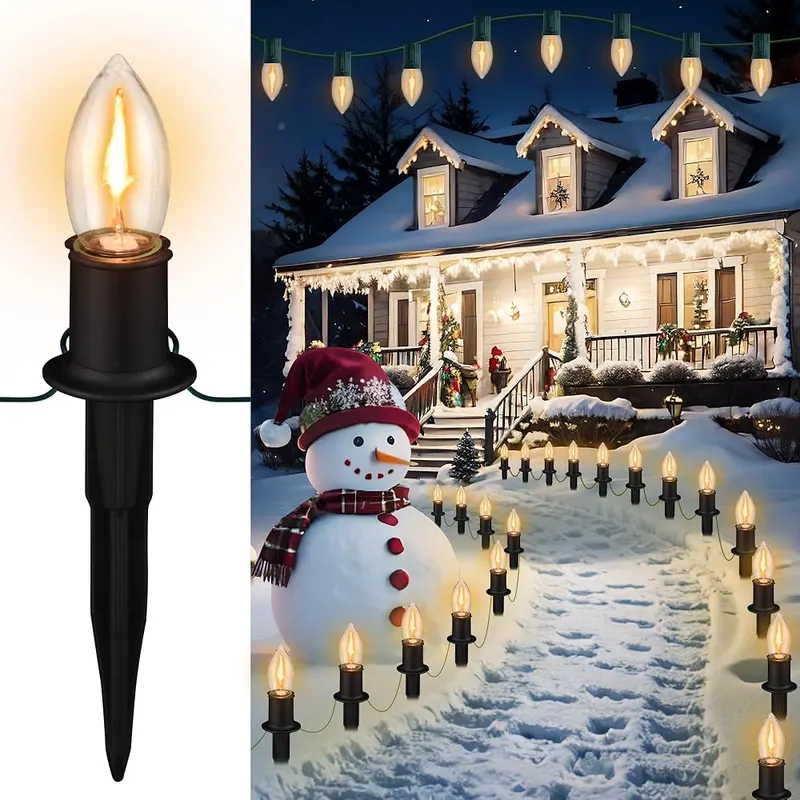PerPaiMe C9 Christmas Pathway Lights Outdoor in Warm White