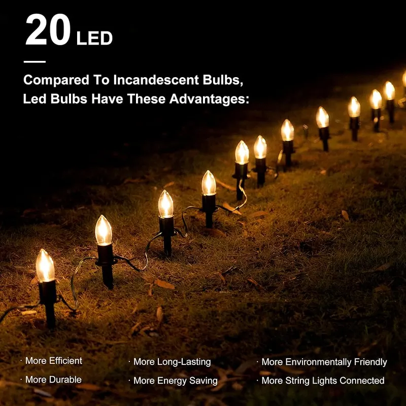 PerPaiMe C9 Christmas Pathway Lights Outdoor – C9 outdoor pathway light string