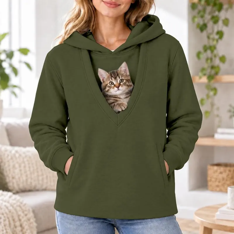Pet Pouch Hoodies Army Green – Casual army green color