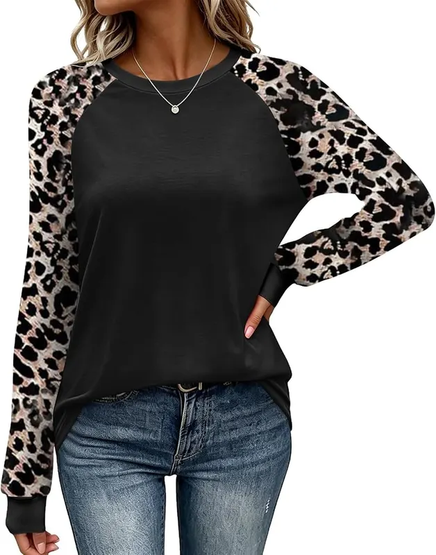 PETYCZEN Long Sleeve Shirts in A-leopard