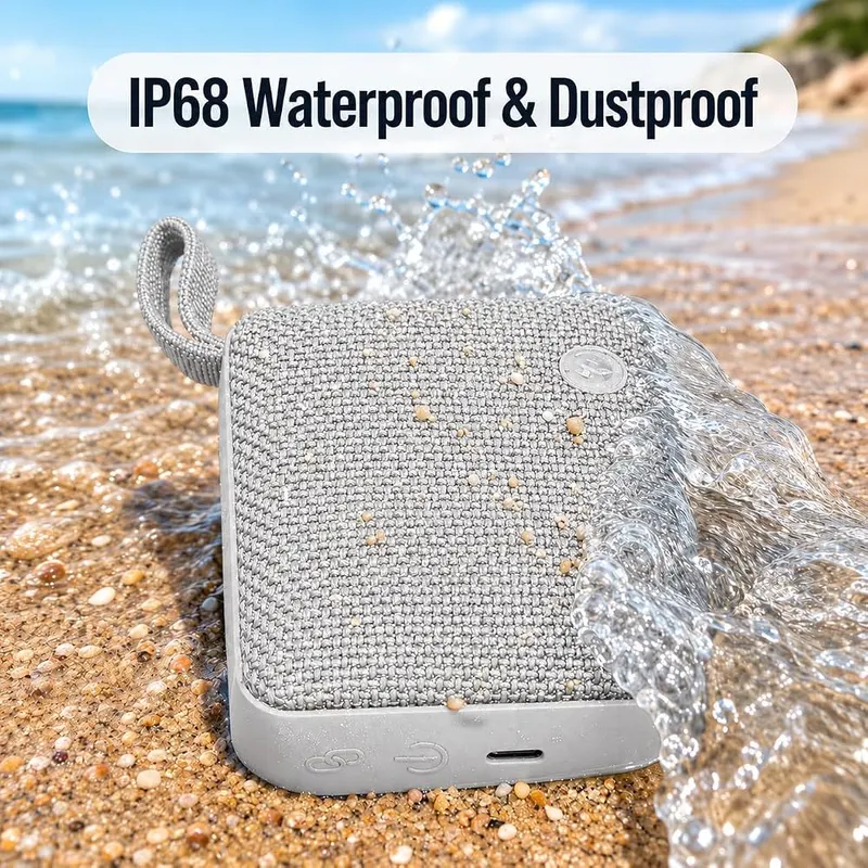 PHASEOTECH FM Radio & Bluetooth Speaker IP68 Silver – Rugged IP68 waterproof protection