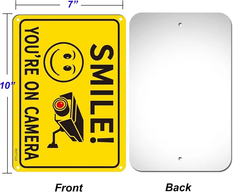 PHTTULE Smile You’re on Camera Sign 2 – Easy to read