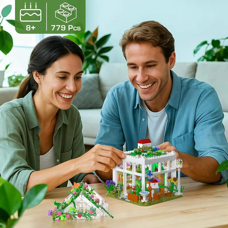 PIKARO Flowers House Building Set – Soft LED lighting included