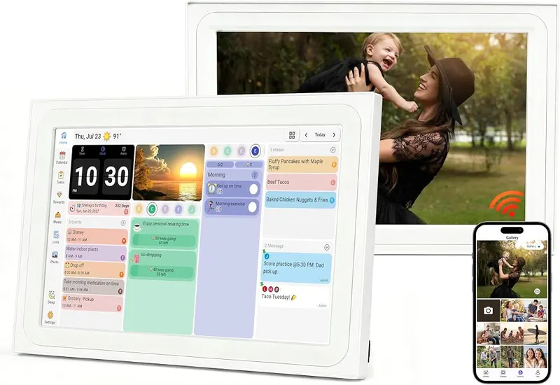 PixelKing 10.1″ Smart Touch Screen Digital Calendar in white
