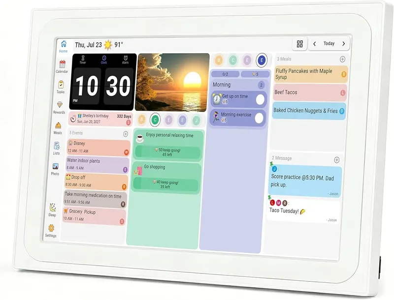 PixelKing 10.1″ Smart Touch Screen Digital Calendar – All-In-One Smart Family Calendar