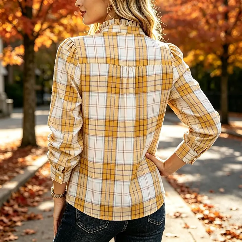 Numaller Plaid Shirts A14 Yellow – product photo 3 of 7
