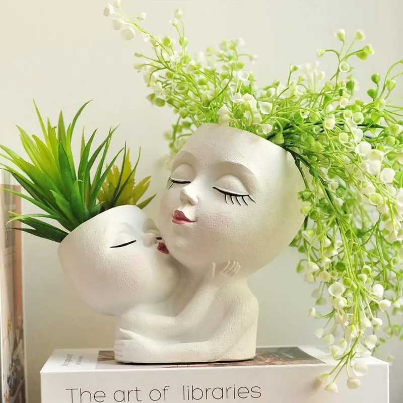 PlotX Head Planter Mother and Child Cute Mother&child-white – Adorable
