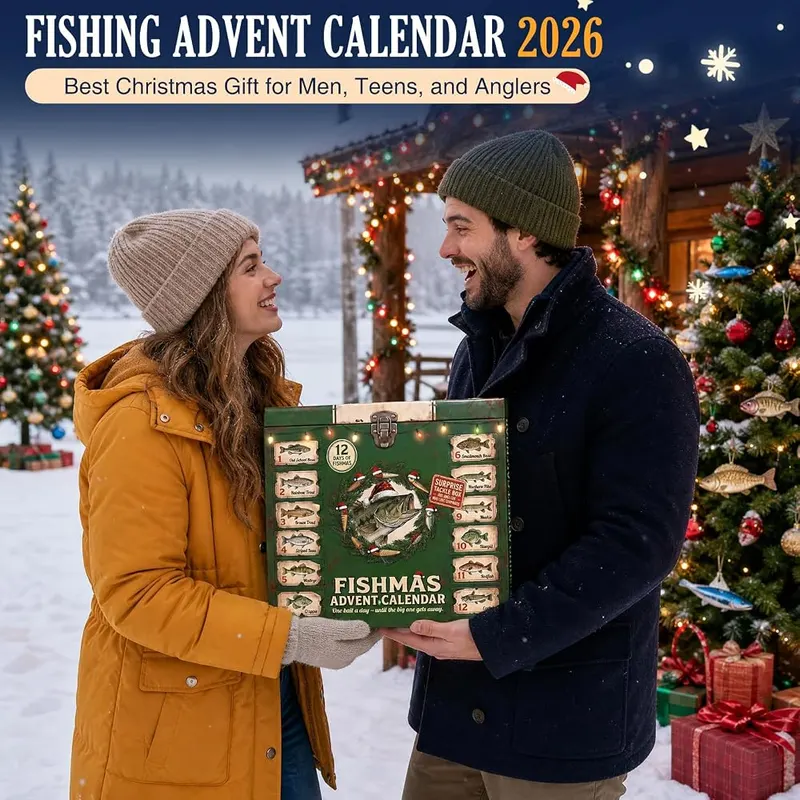 PLUSINNO Fishing Advent Calendar 2026 – High-Quality Fishing Lures Christmas Countdown Gift Set