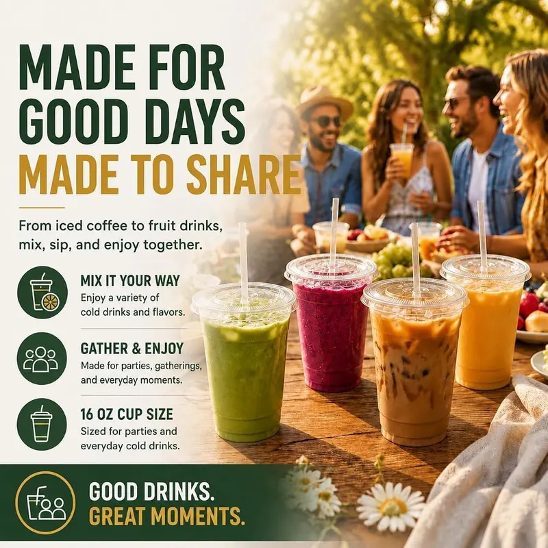 PODJULFA 150 Pack 16 oz Plastic Cups – product photo 8 of 8