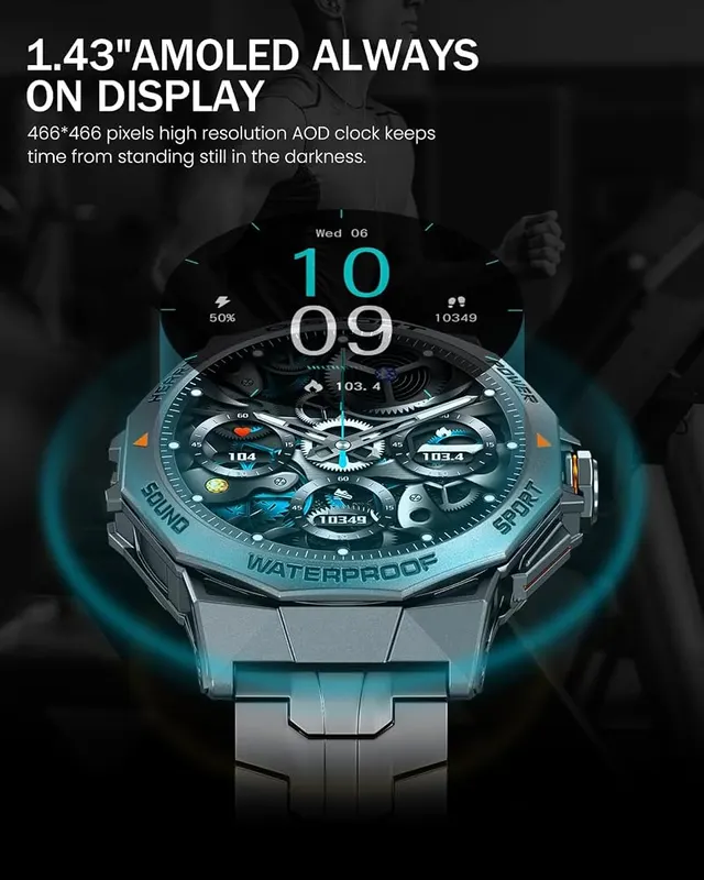 PODOEIL Military Smart Watch – Newly Upgraded AMOLED Screen