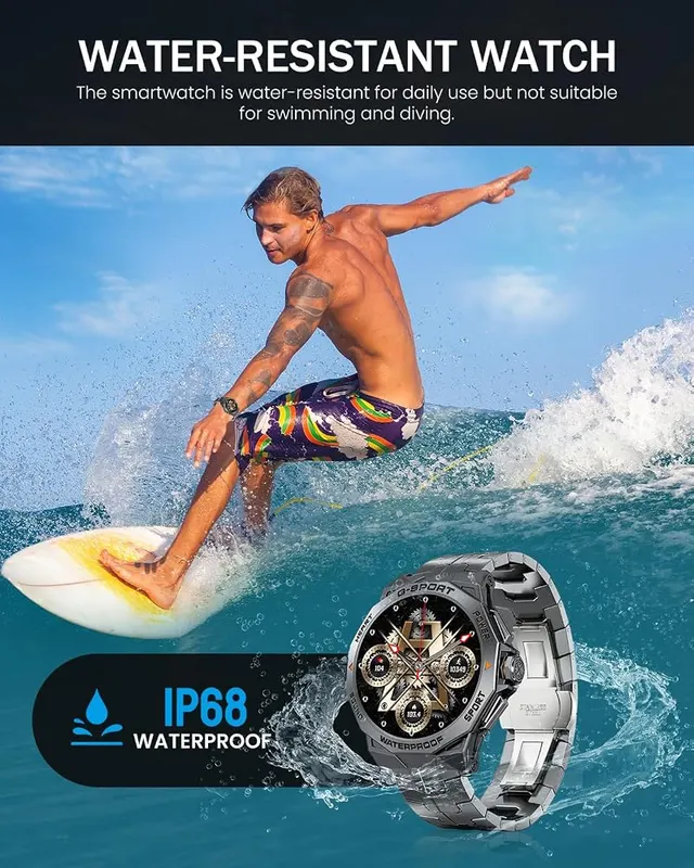 PODOEIL Military Smart Watch – 100+ Sports Modes & 400mAh Long Battery Life