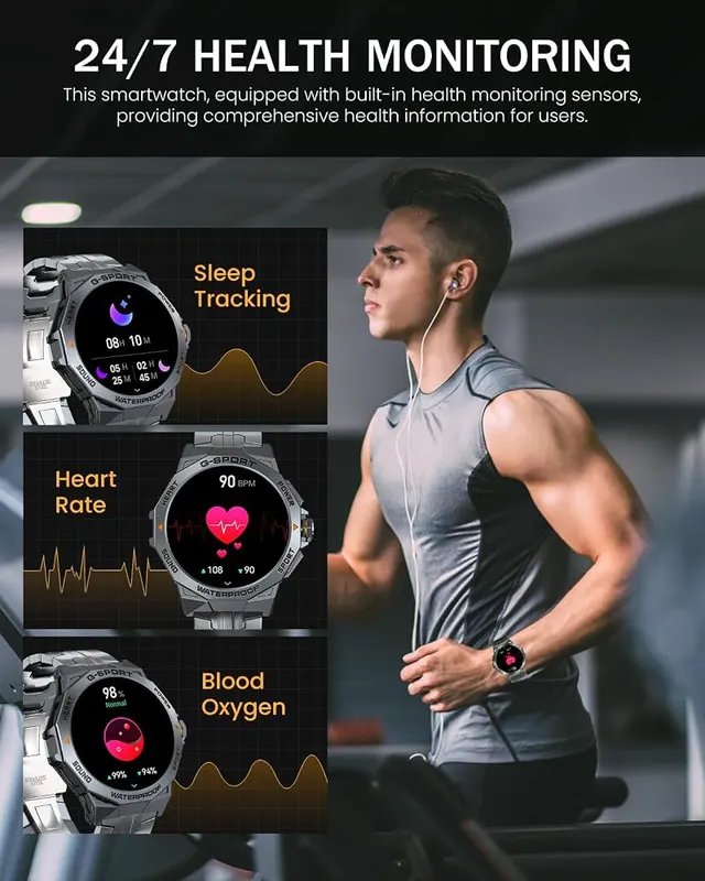 PODOEIL Military Smart Watch – IP68 Waterproof & Military-Grade Standard