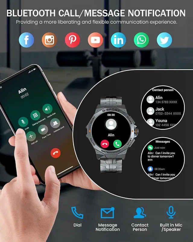 PODOEIL Military Smart Watch – AI Voice Control & Practical Functions