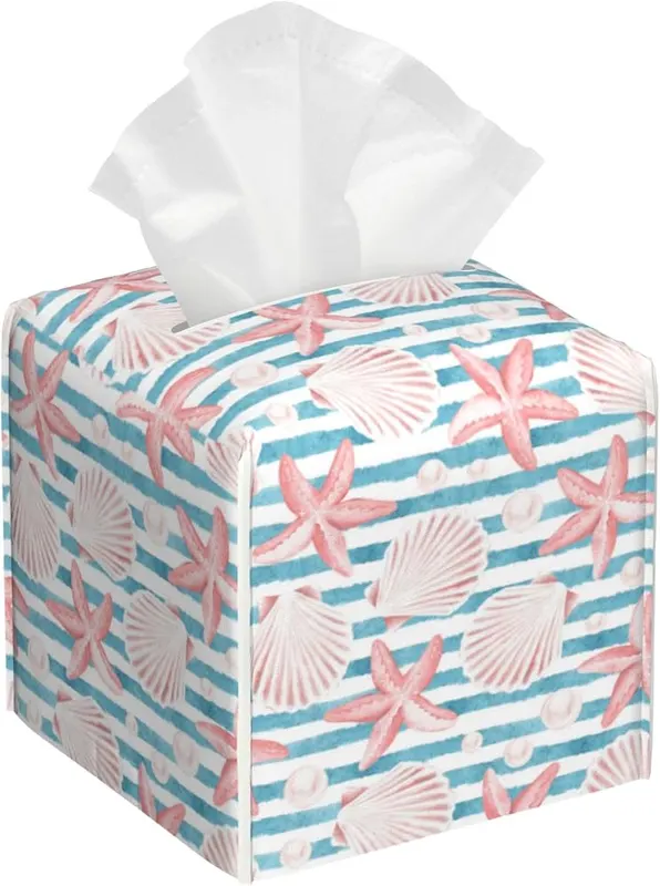 POIUBLE Tissue Box Holder Pink Seashells
