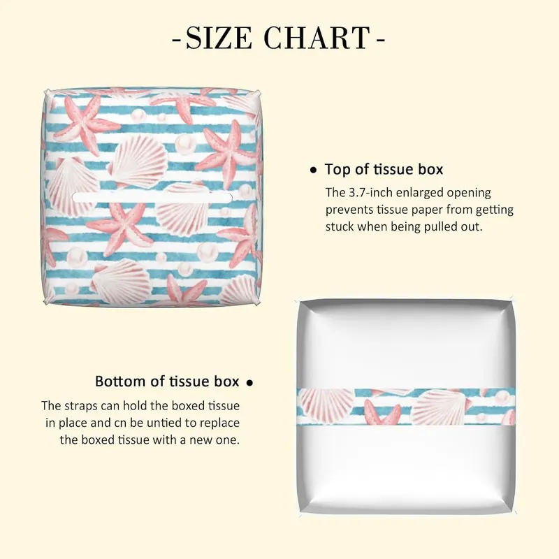 POIUBLE Tissue Box Holder Pink Seashells – Convenient Design