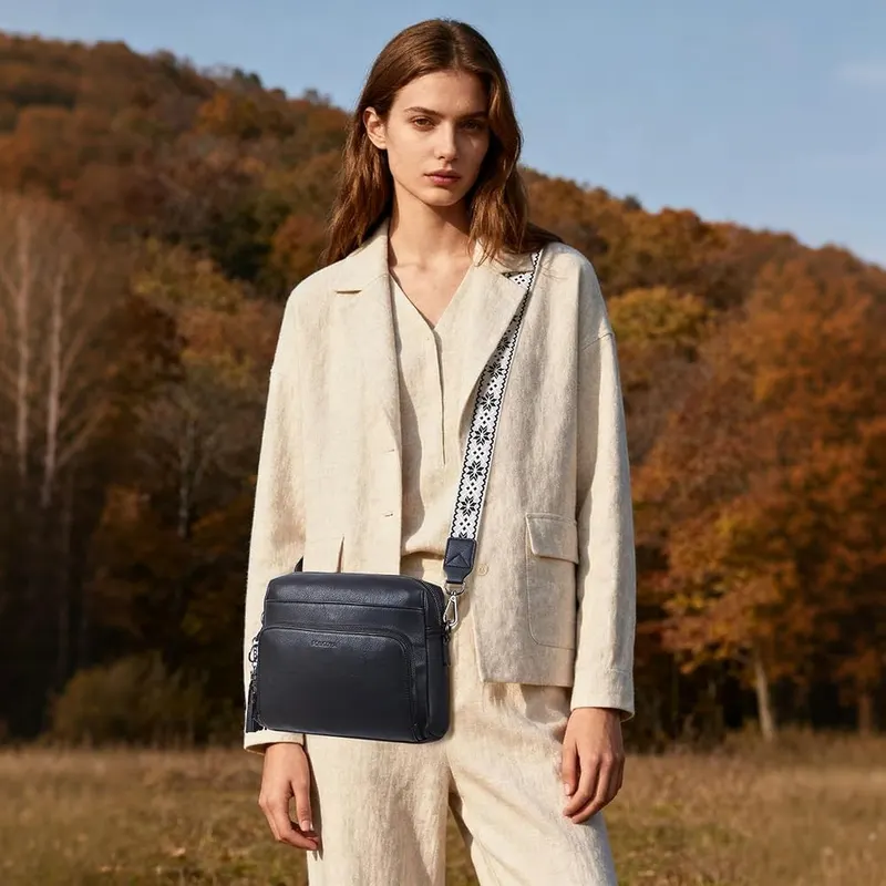 POIUGOYA Leather Crossbody Bag – Vegan leather crossbody design