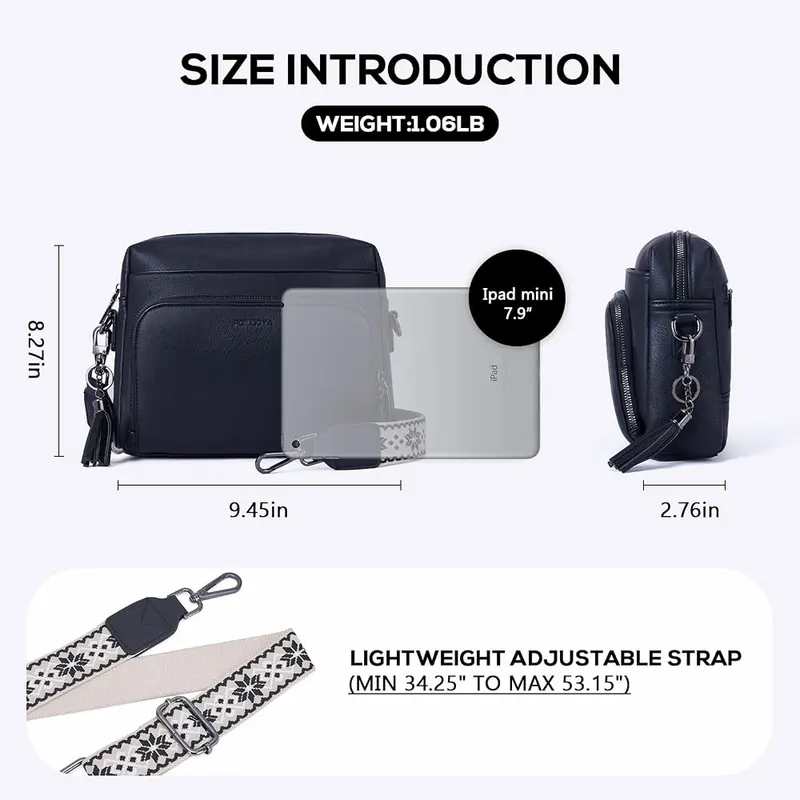 POIUGOYA Leather Crossbody Bag – Six card slots plus zip pocket