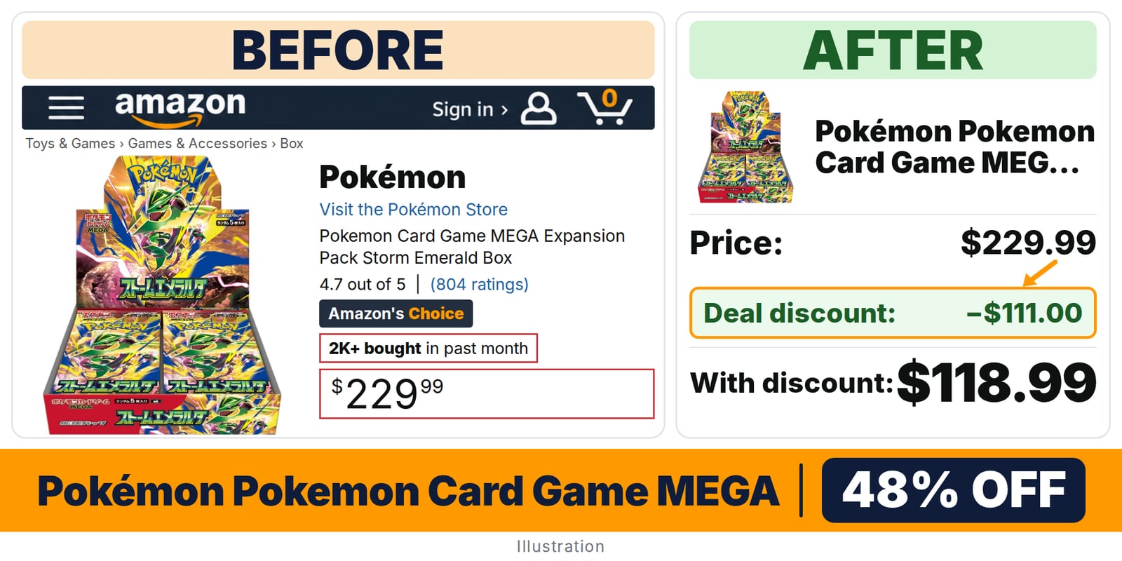 Pokémon Pokemon Card Game MEGA Expansion Pack deal: before and after – 50% off on Amazon