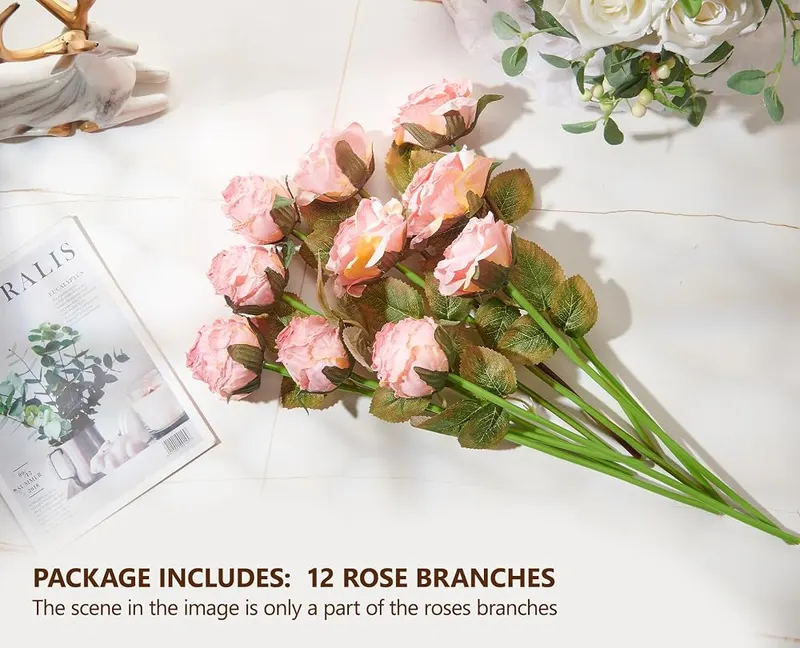 PONKING Artificial Rose Bouquets Flower 12pcs Silk – product photo 2 of 6