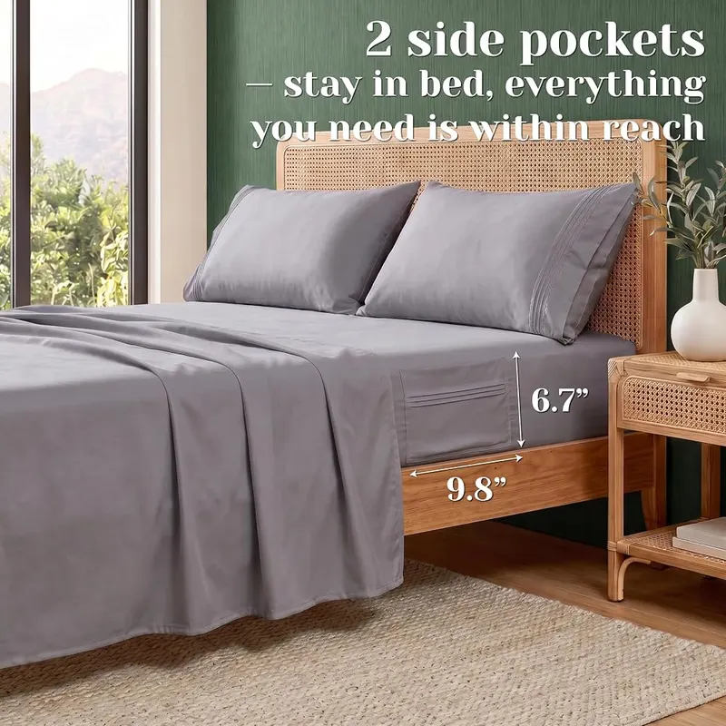 Popfavor Deep Pocket King Sheet Set – Four piece king sheet set