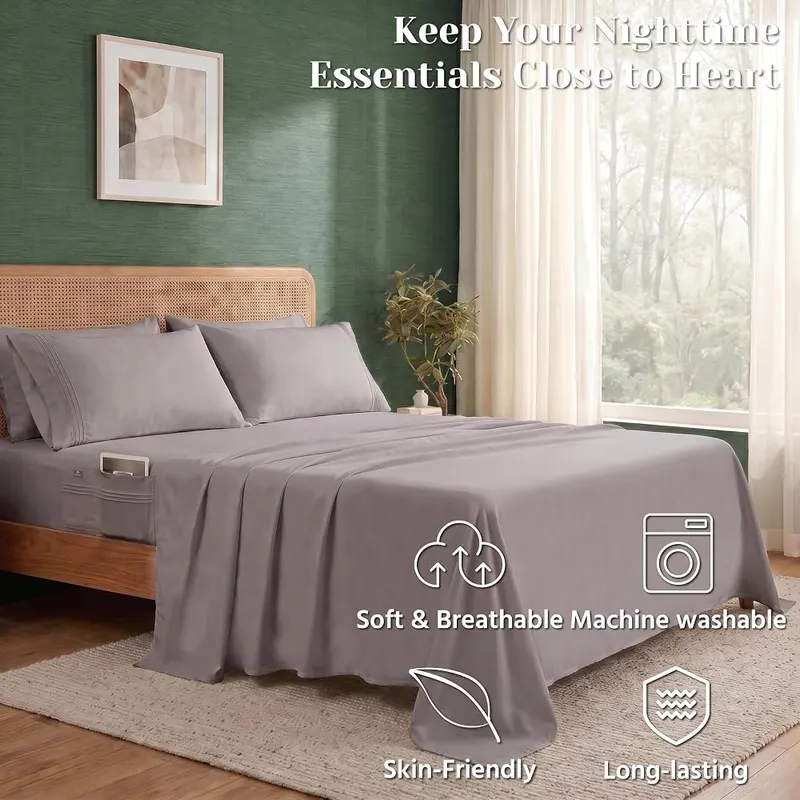 Popfavor Deep Pocket King Sheet Set – Extra deep twenty one inch pockets