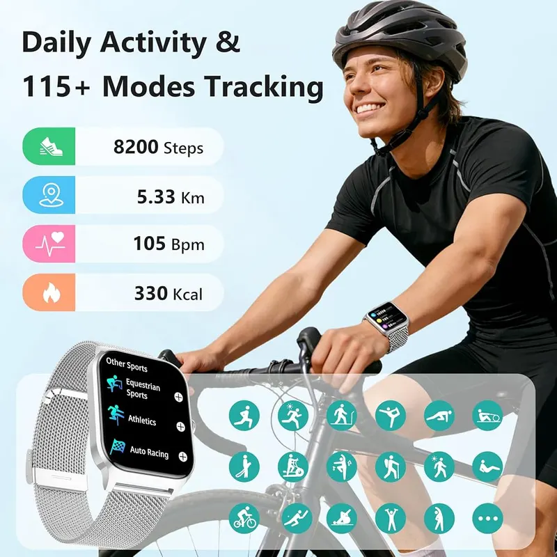 Popglory Smart Watch Women Men Silver – product photo 7 of 8