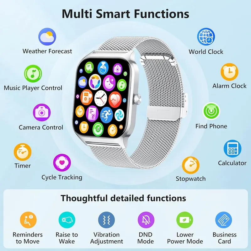 Popglory Smart Watch Women Men Silver – product photo 8 of 8