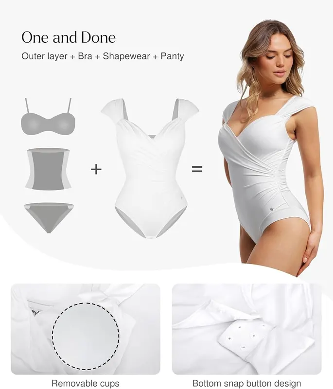 Popilush Shapewear Bodysuits – Built in shapewear mesh for tummy flattening