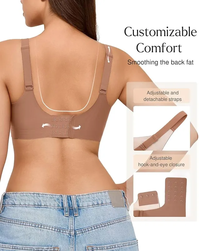Popilush Wireless Comfortable Bras Womens Deep V Brown – Comfortable wireless support