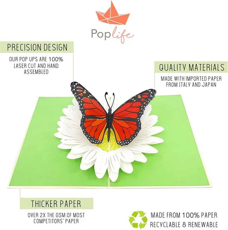 PopLife Monarch Butterfly & Daisy 3D Pop – Multiple Uses