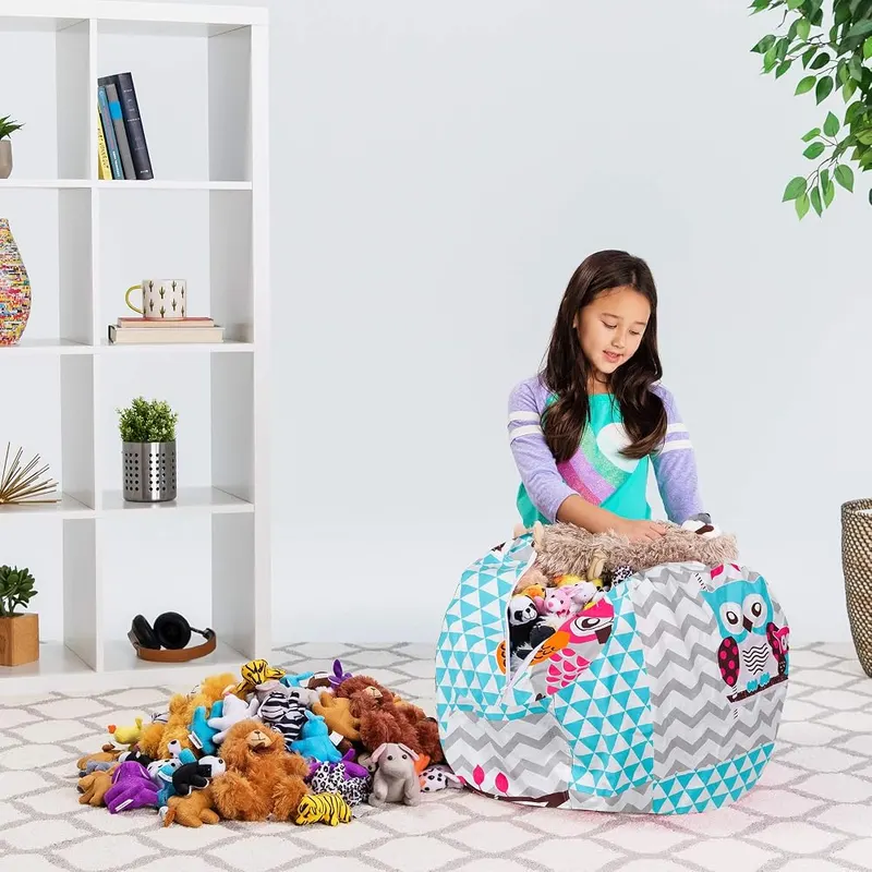 Posh Stuffable Kids Stuffed Animal Storage Bean Bag Medium-27 – Kid friendly product design - extra large zipper