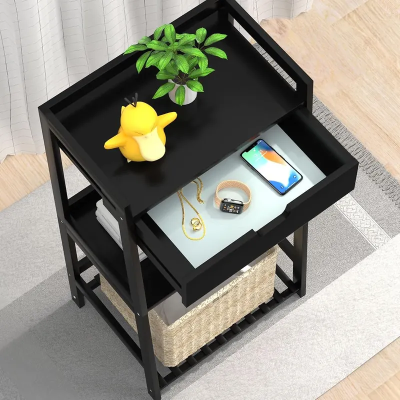 POXAKA 3 Tier Bamboo Bathroom Shelves – Waterproof, rust-proof finish