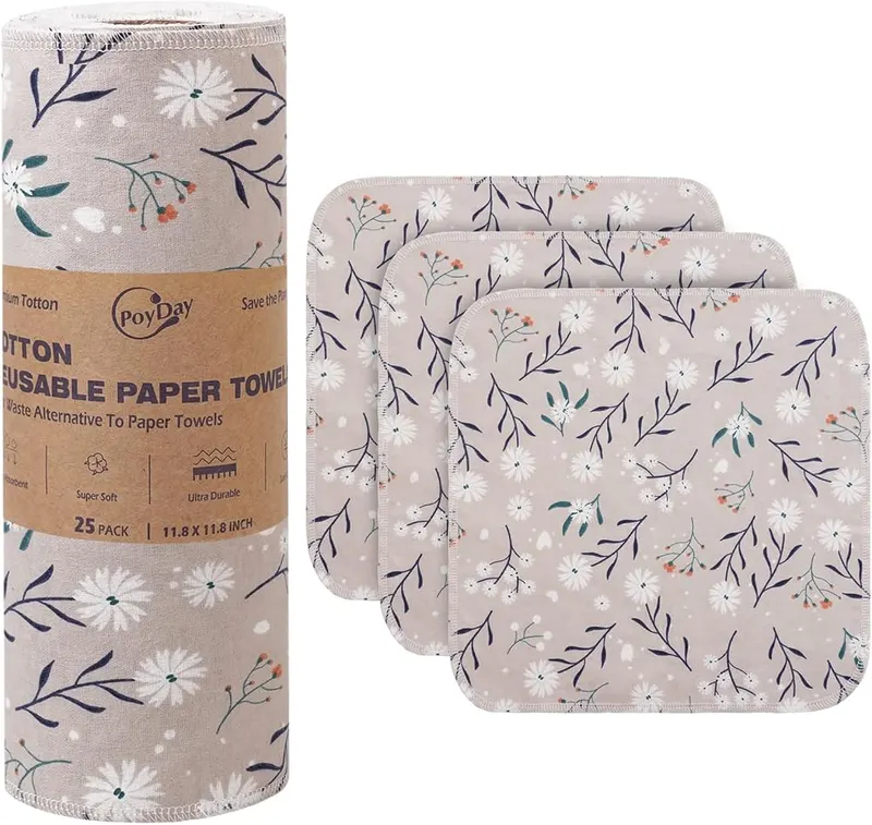 Poyday Paper Towels Washable Roll in Flower