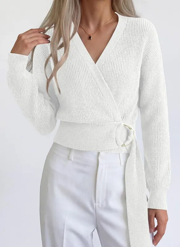 PRETTYGARDEN Womens Long Sleeve Wrap V Neck – Work and holiday outfit option