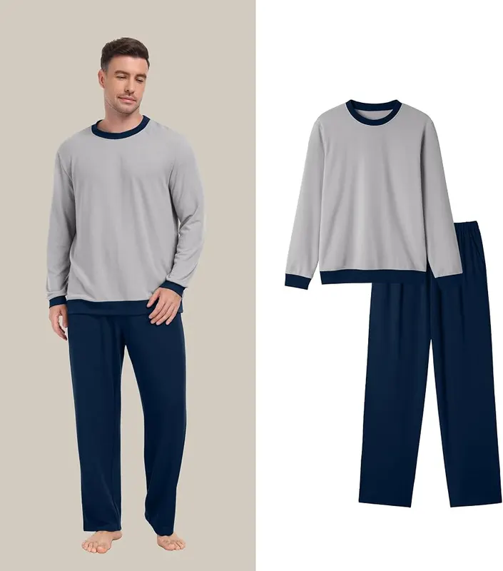 PrinStory Men’s Pajama Sets Long Sleeve Soft – Men's long sleeve pajama set
