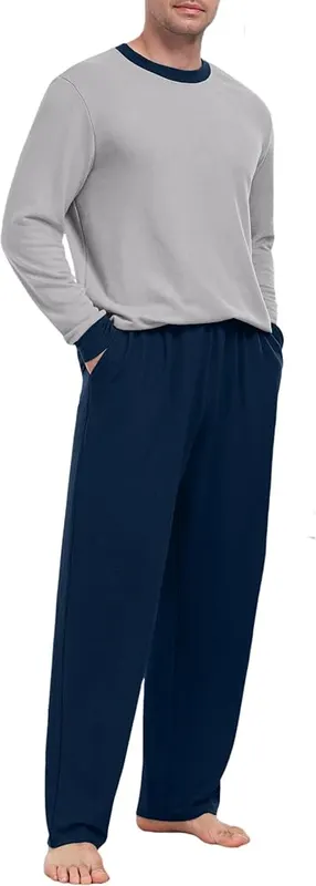 PrinStory Men’s Pajama Sets Long Sleeve Soft – Pants with pockets