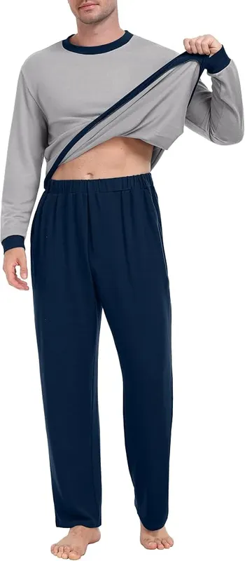 PrinStory Men’s Pajama Sets Long Sleeve Soft – Fixed elastic waistband