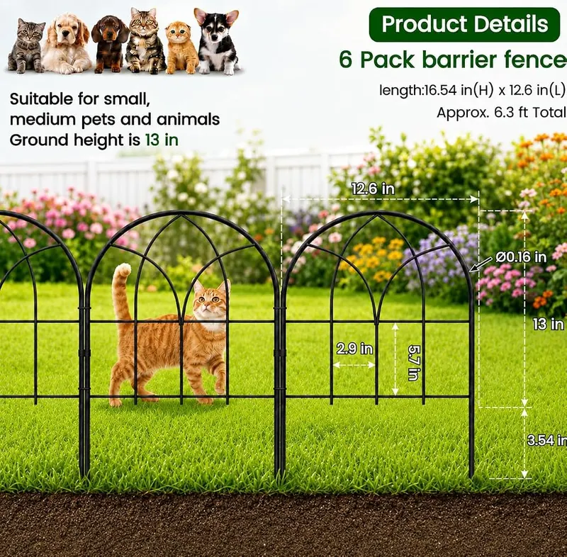 promitop Decorative Garden Fence – Six arched metal fence panels