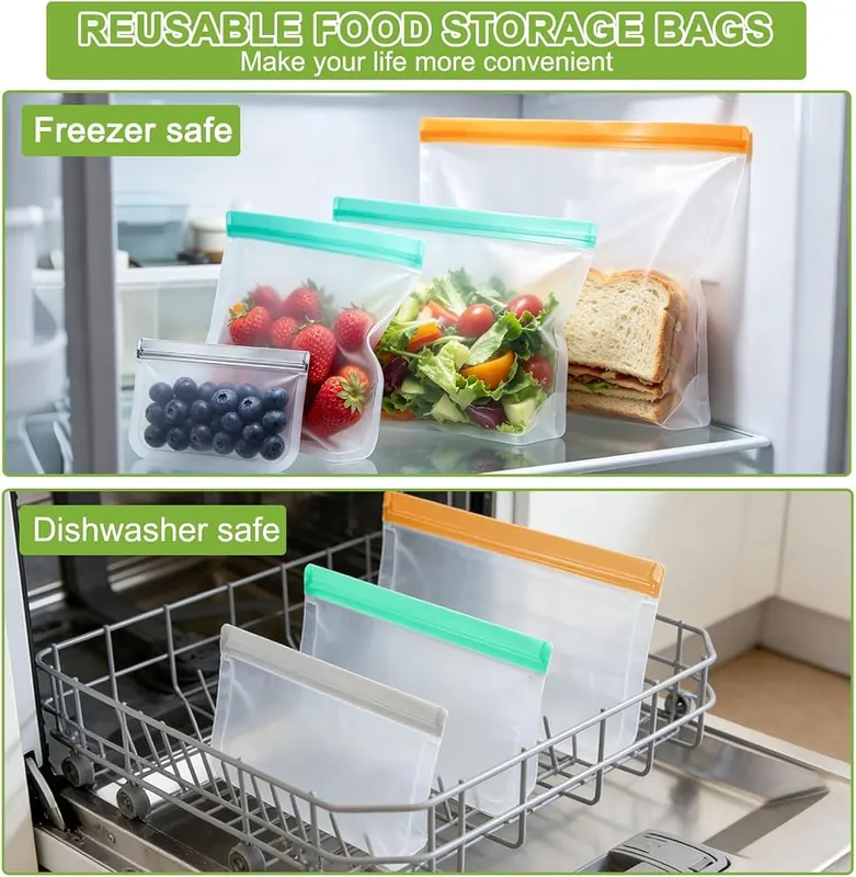 PTAZSCTC 12 Pack Silicone Bags – Dishwasher Safe & Effortless Cleaning