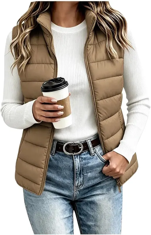LcniniSu Puffer Vests Khaki in Khaki
