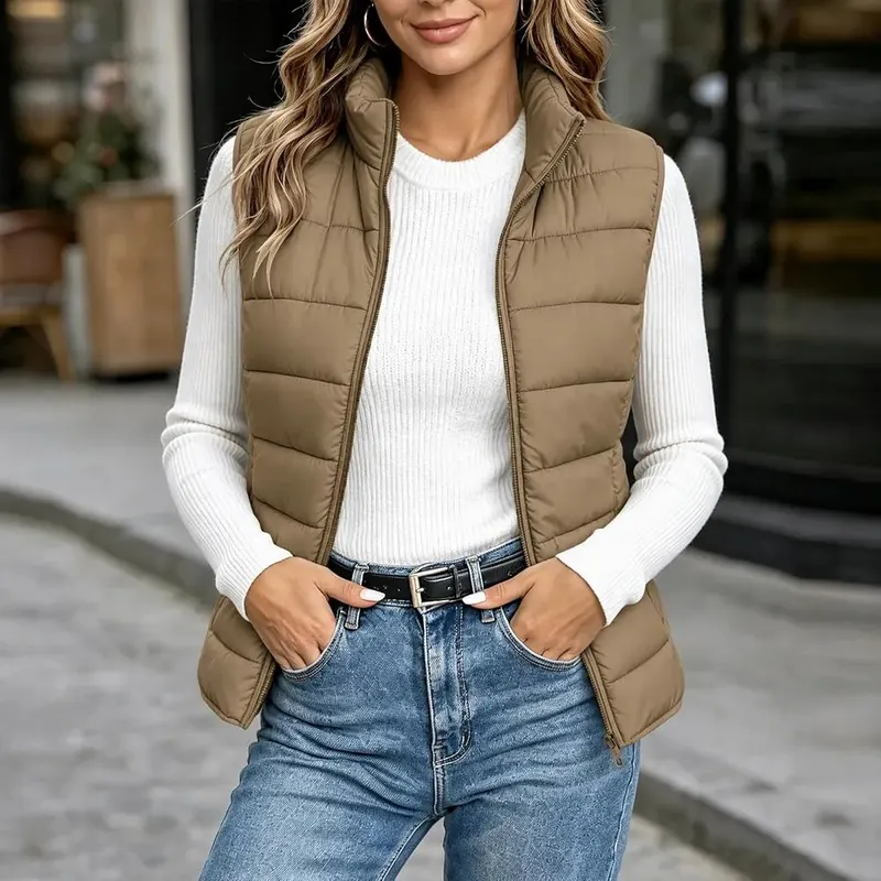 LcniniSu Puffer Vests Khaki – product photo 2 of 6