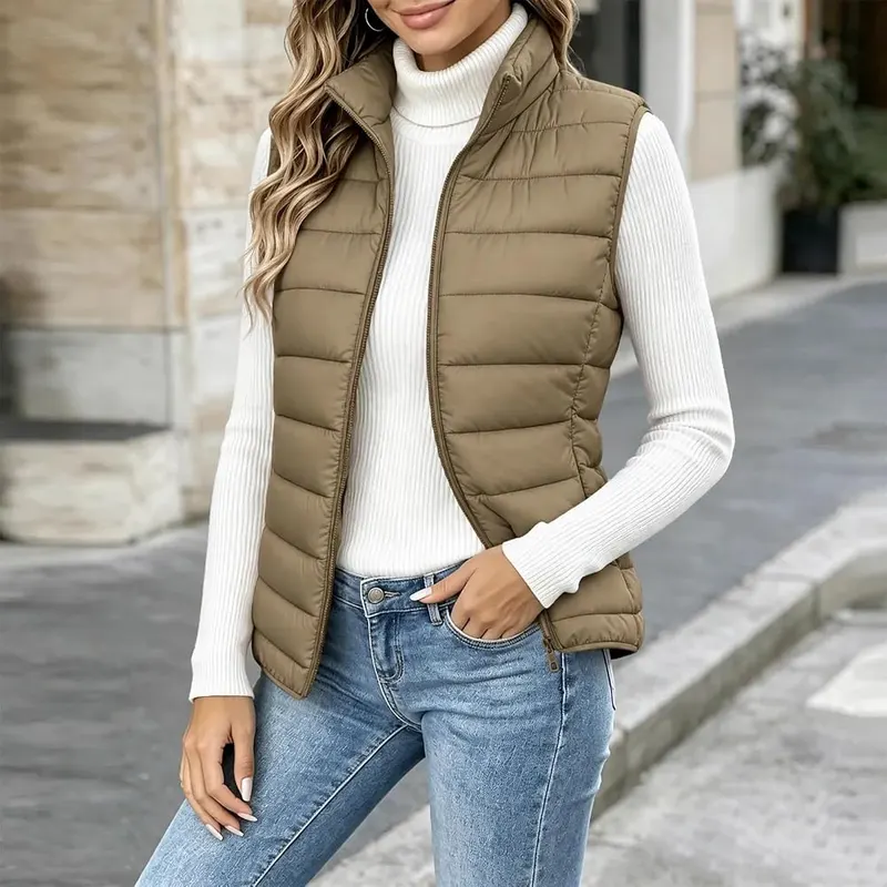 LcniniSu Puffer Vests Khaki – product photo 3 of 6