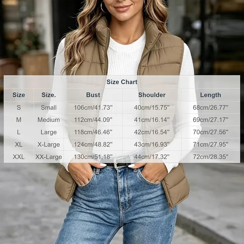LcniniSu Puffer Vests Khaki – product photo 4 of 6