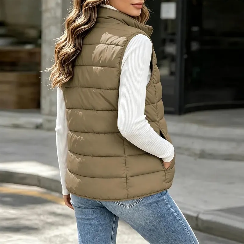 LcniniSu Puffer Vests Khaki – product photo 5 of 6