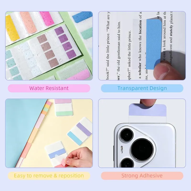 PulsePine Sticky Index Tabs & Sticky Notes – Premium Self-Adhesive Material