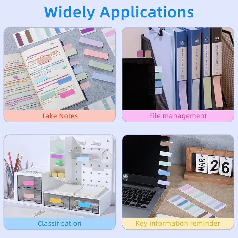 PulsePine Sticky Index Tabs & Sticky Notes – Versatile & Practical