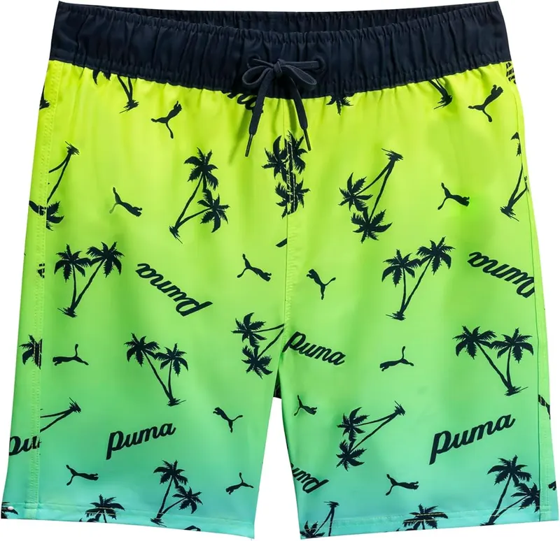 PUMA Boys Gradient Printed Swim Trunks in Club Navy Gradient