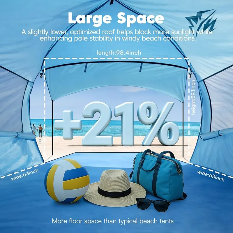 Purebox Beach Tent Sun Shelter Sky Blue – UPF 50+ coated canopy
